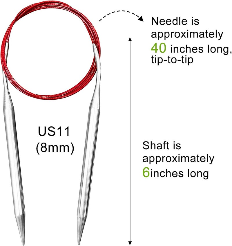 Soosui 8 mm Circular Knitting Needles US11 |40 inches/100 cm | Suitable for Beginners to Knit Sweaters, Scarves, Blankets and Other Projects! - Image 2
